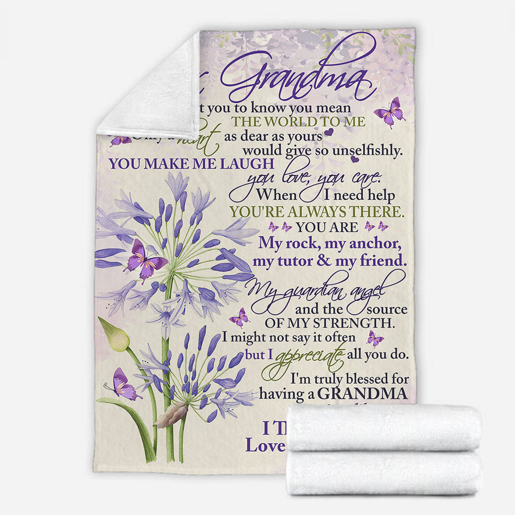 To My Grandma Purple Butterfly From Grandkids To My Grandma I Just Want You To Know Gift For Grandma - Grandma Blanket 0921