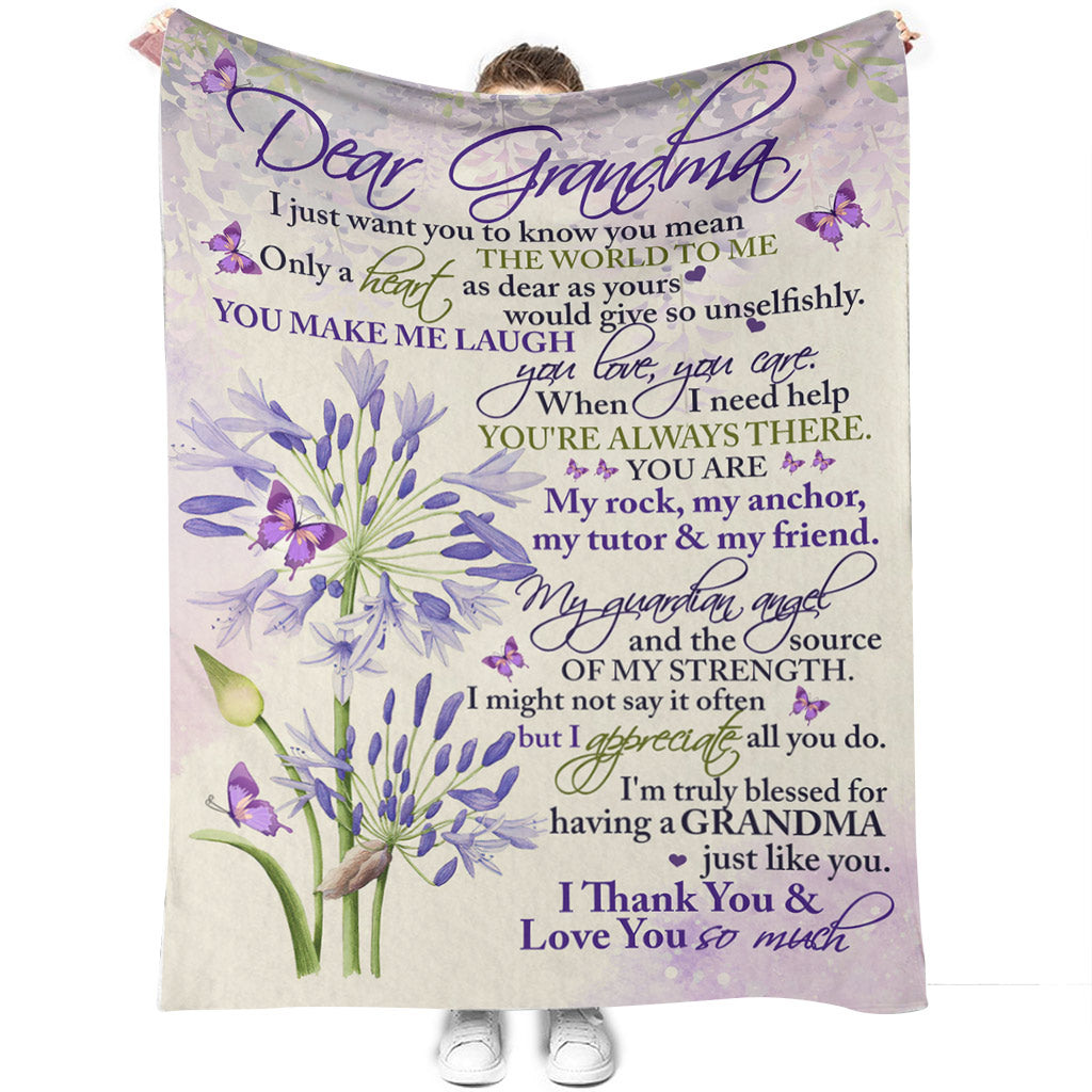 To My Grandma Purple Butterfly From Grandkids To My Grandma I Just Want You To Know Gift For Grandma - Grandma Blanket 0921