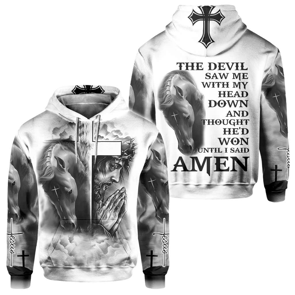 Horse and Jesus All Over T-shirt and Hoodie 0921