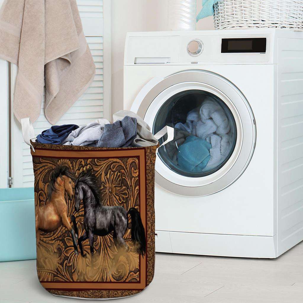 Horses Western - Horse Riding Lover - Horse Owner Laundry Basket 0921