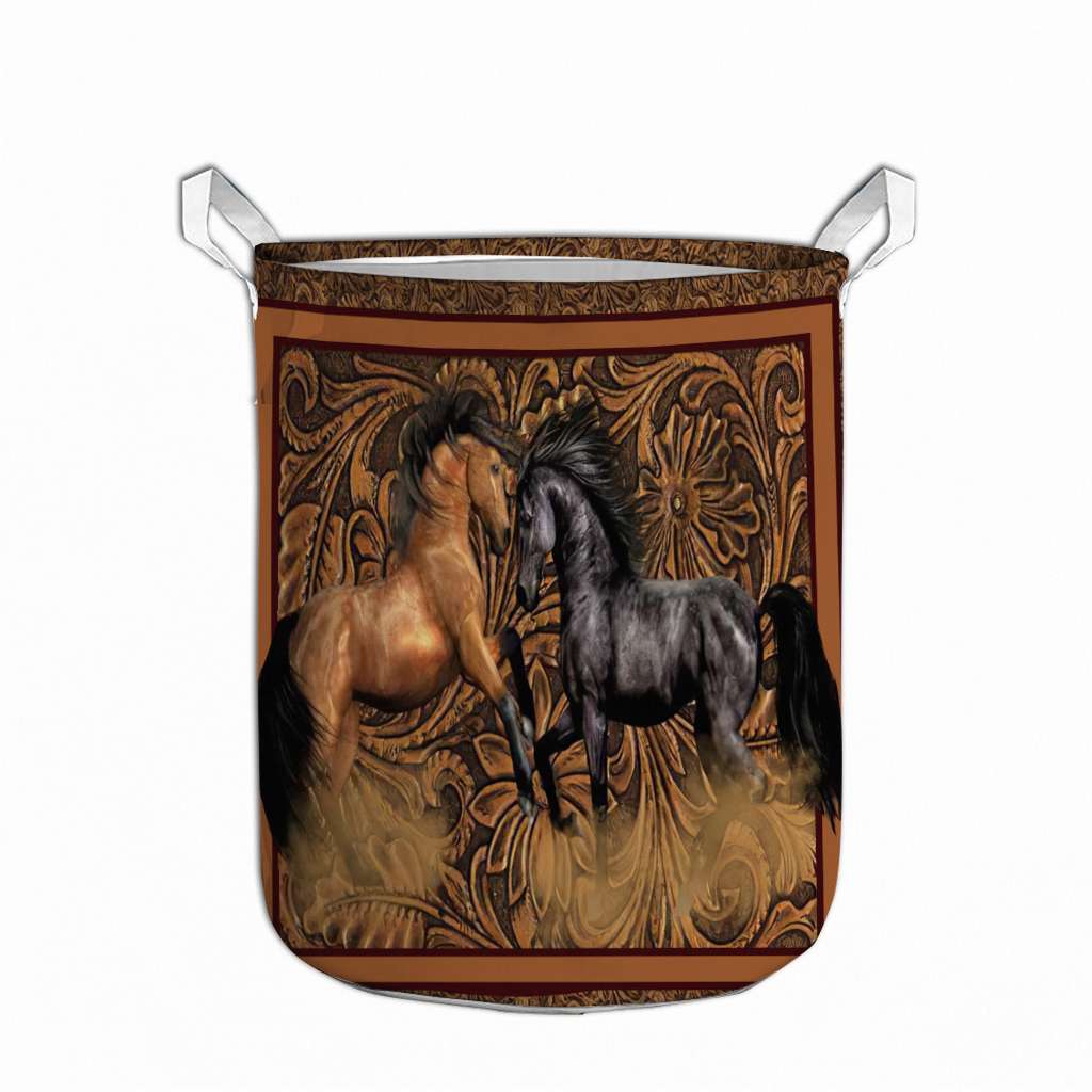 Horses Western - Horse Riding Lover - Horse Owner Laundry Basket 0921