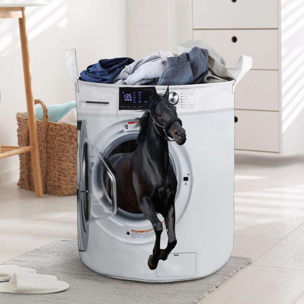 Horse In Washing Machine - Horse Riding Lover - Horse Owner Laundry Basket 0921