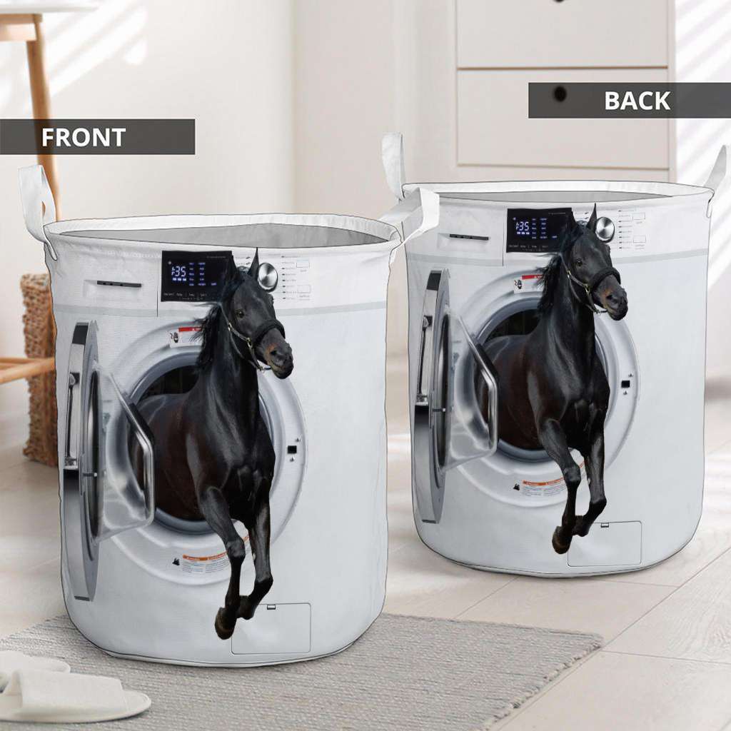 Horse In Washing Machine - Horse Riding Lover - Horse Owner Laundry Basket 0921