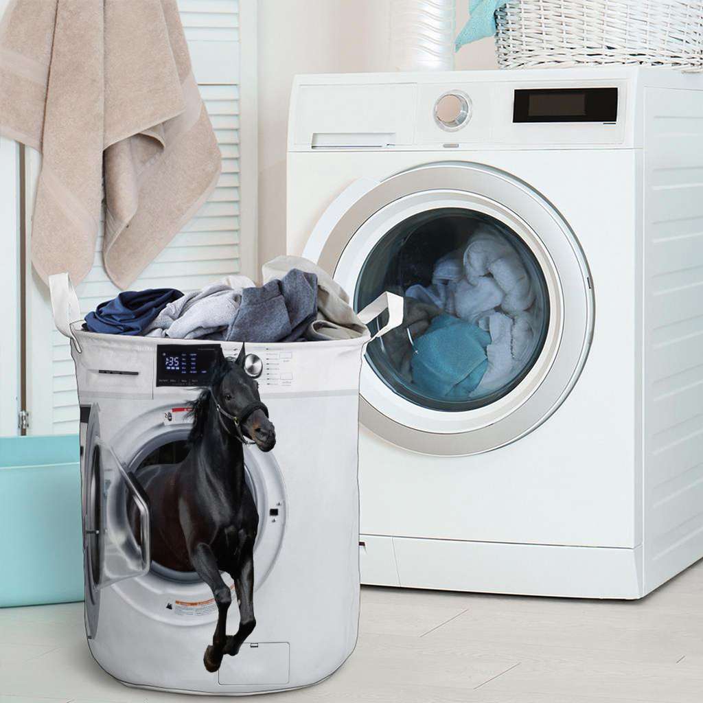 Horse In Washing Machine - Horse Riding Lover - Horse Owner Laundry Basket 0921