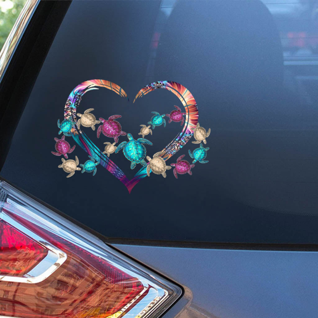 Turtles Lovers Heart Shaped Decal Full