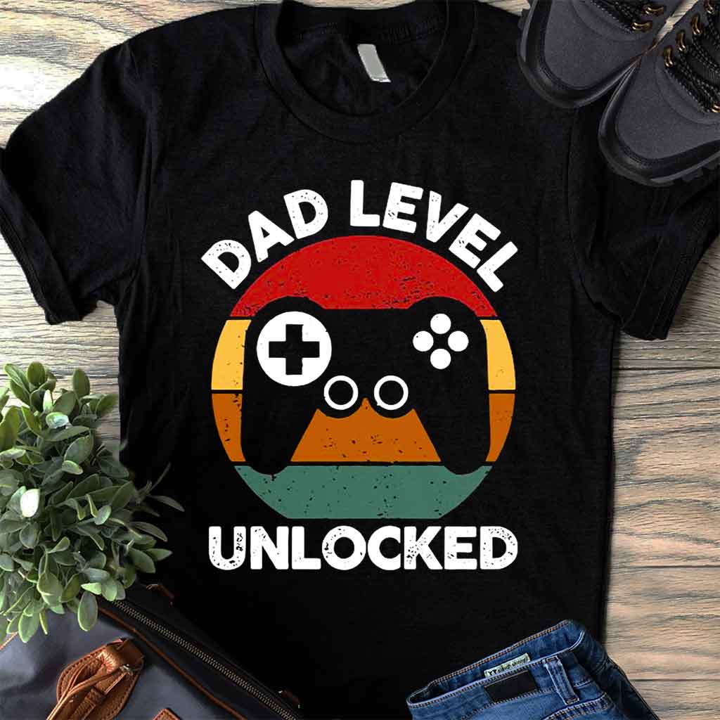 Dad Level Unlocked Funny Gaming - Father T-shirt And Hoodie 092021