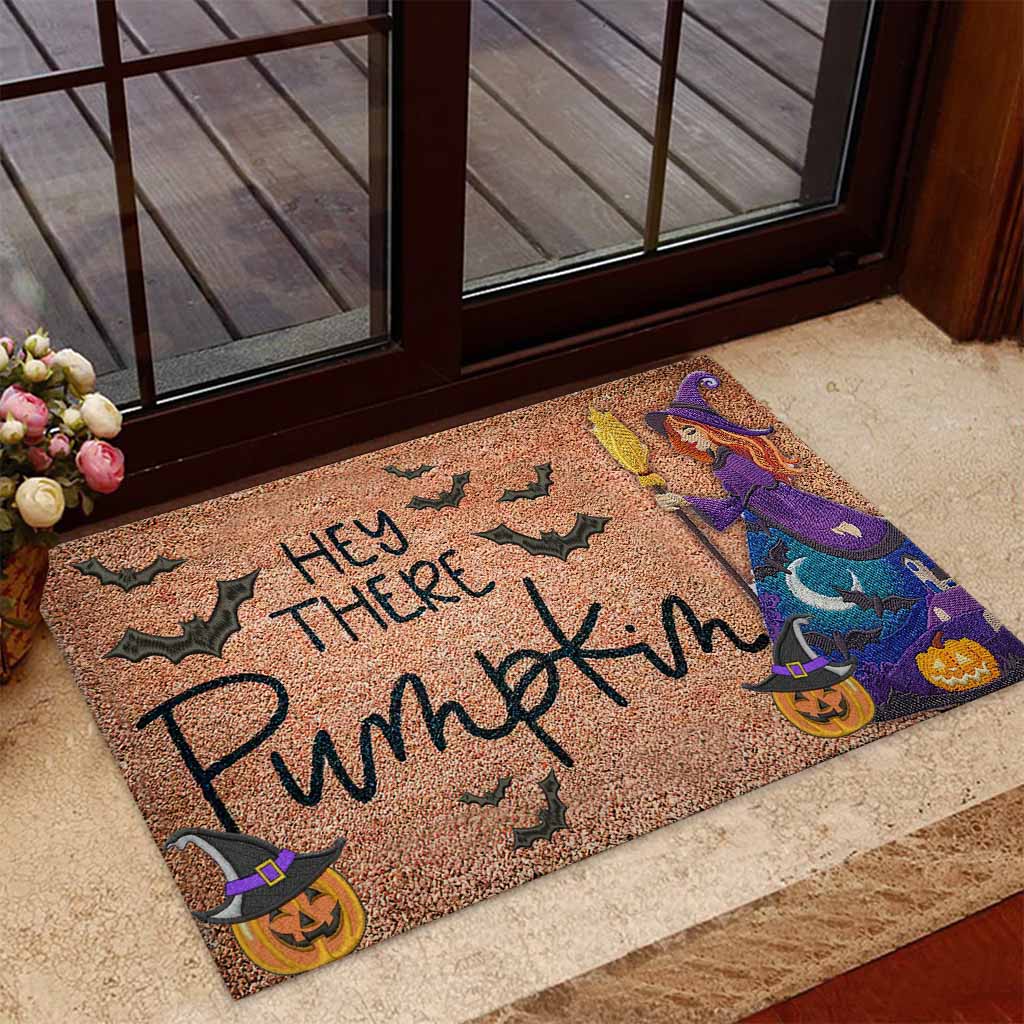 Hey There Pumpkin - Witch Coir Pattern Print Doormat