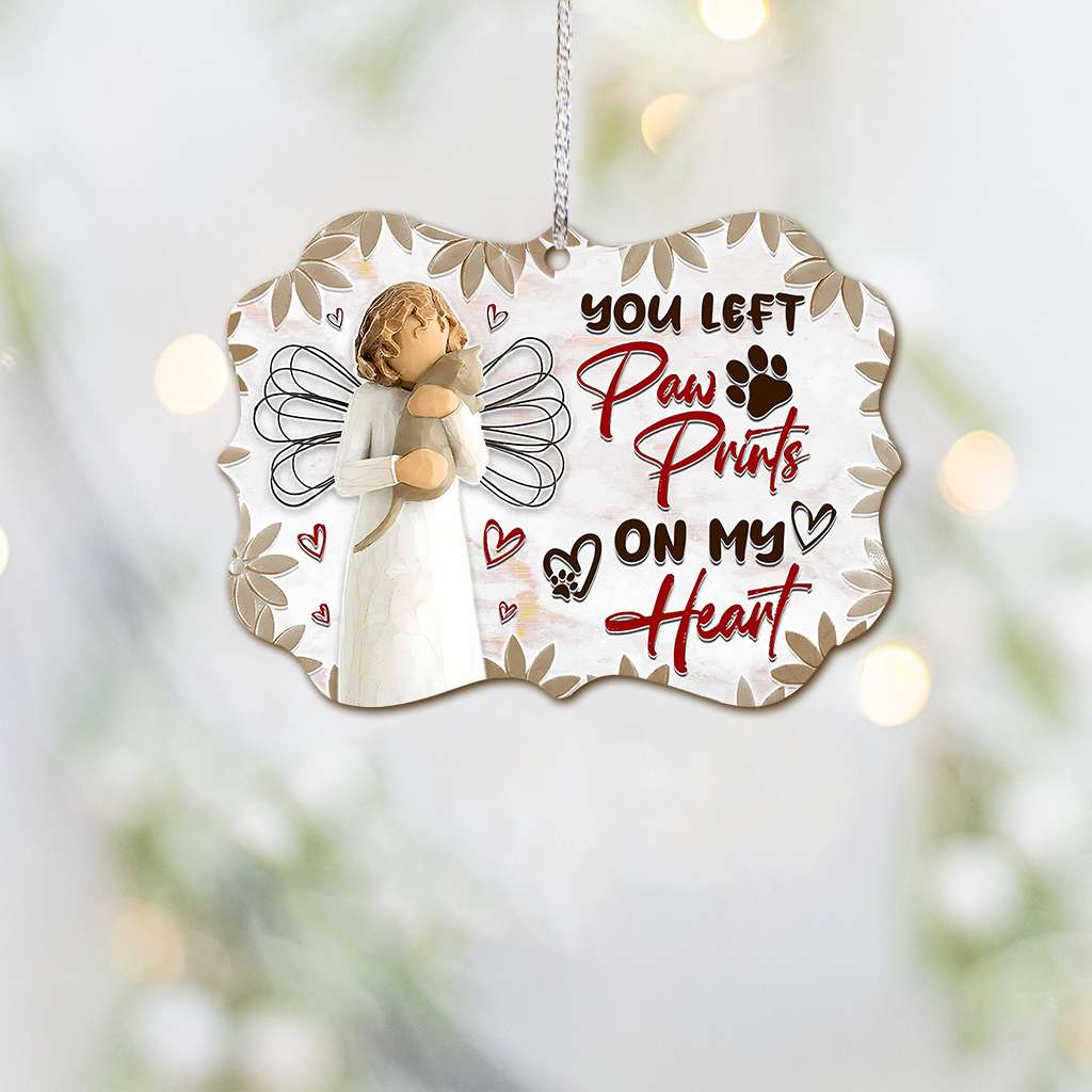 Memorial Angel Cat You Left Paw Prints On My Heart - Cat Ornament (Printed On Both Sides) 1022