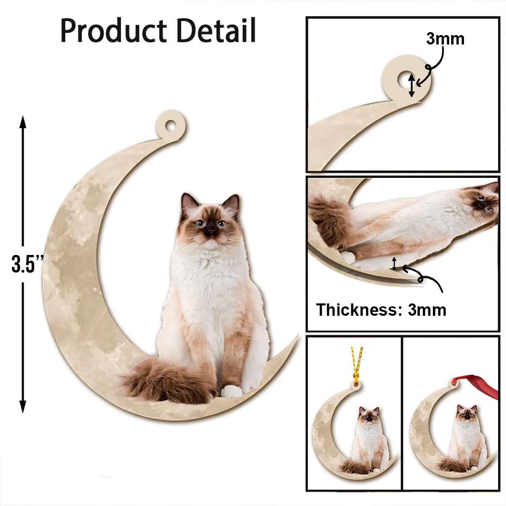 Ragdoll Cat Sits On The Moon - Cat Ornament (Printed On Both Sides) 1022