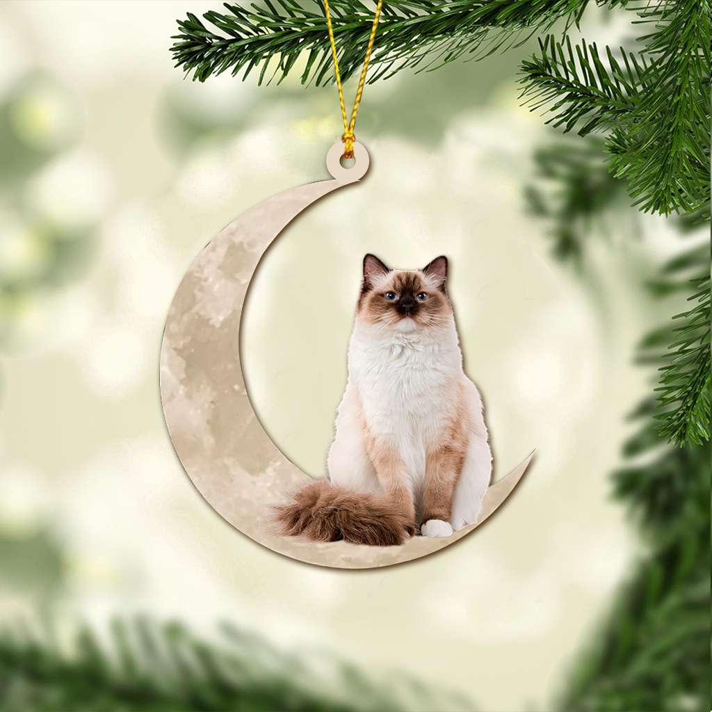 Ragdoll Cat Sits On The Moon - Cat Ornament (Printed On Both Sides) 1022