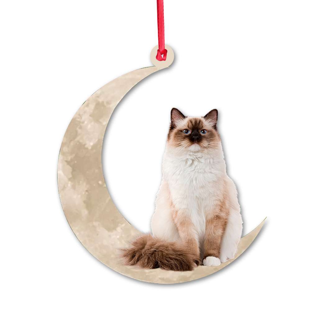 Ragdoll Cat Sits On The Moon - Cat Ornament (Printed On Both Sides) 1022