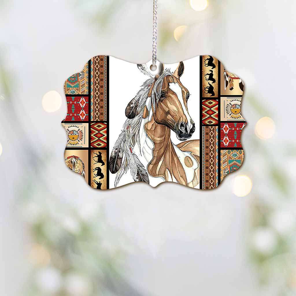 Horse Native American Pattern - Horse Ornament (Printed On Both Sides) 1022