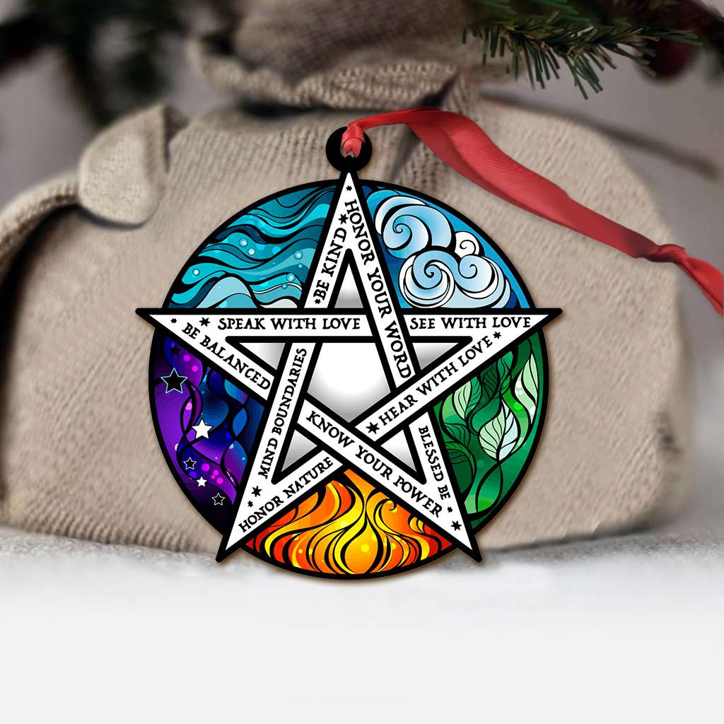 Element Pentacle Be Kind Wicca - Witch Ornament (Printed On Both Sides) 1022