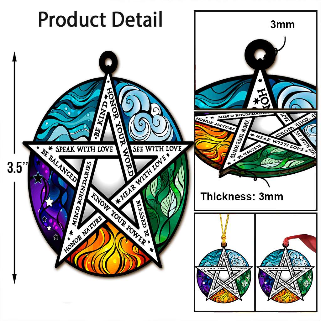 Element Pentacle Be Kind Wicca - Witch Ornament (Printed On Both Sides) 1022