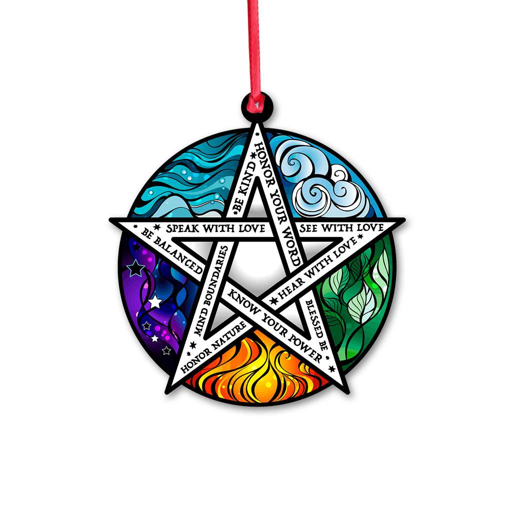 Element Pentacle Be Kind Wicca - Witch Ornament (Printed On Both Sides) 1022