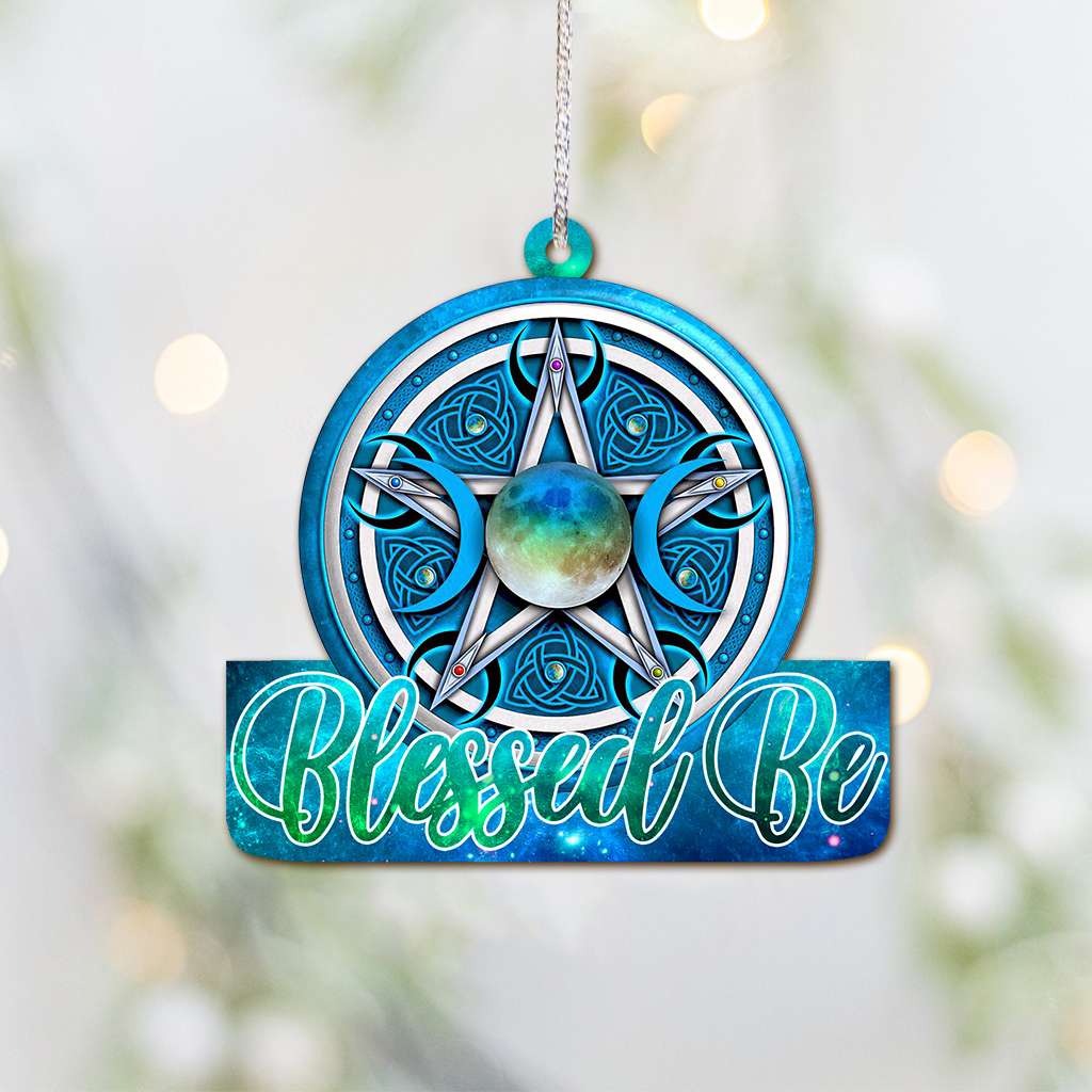 Blue Celtic Pentacle Blessed Be Wicca - Witch Ornament (Printed On Both Sides) 1022