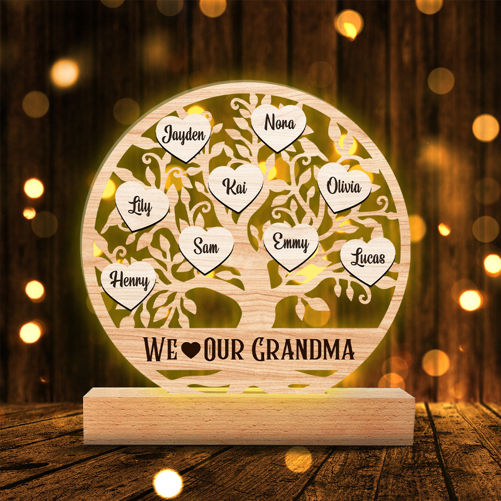 We Love Our Grandma - Personalized Mother's Day Grandma Shaped Plaque Light Base