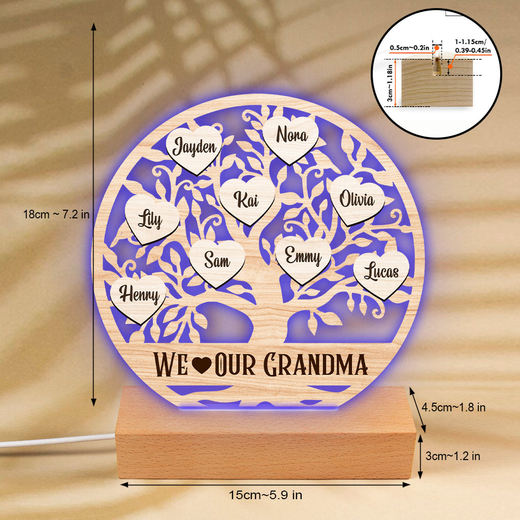 We Love Our Grandma - Personalized Mother's Day Grandma Shaped Plaque Light Base