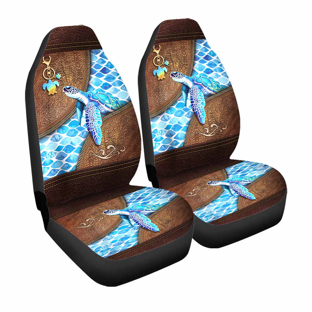 Salty Lil' Beach - Turtle Leather Pattern Print Seat Covers