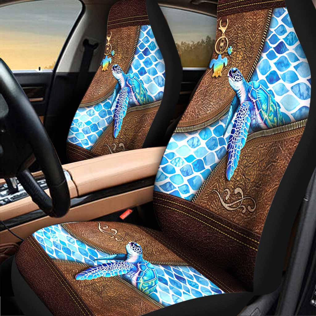 Salty Lil' Beach - Turtle Leather Pattern Print Seat Covers