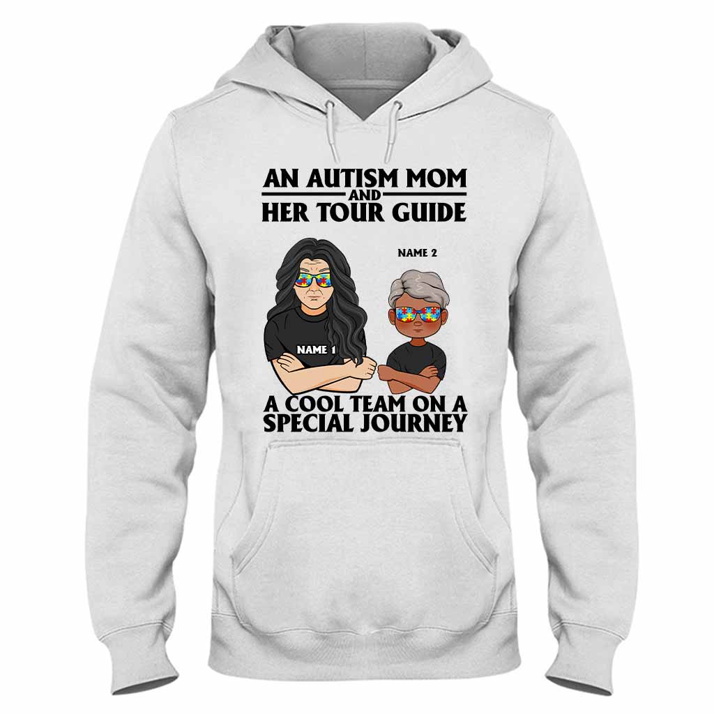 An Autism Mom And Her Tour Guide - Personalized Autism Awareness T-shirt And Hoodie