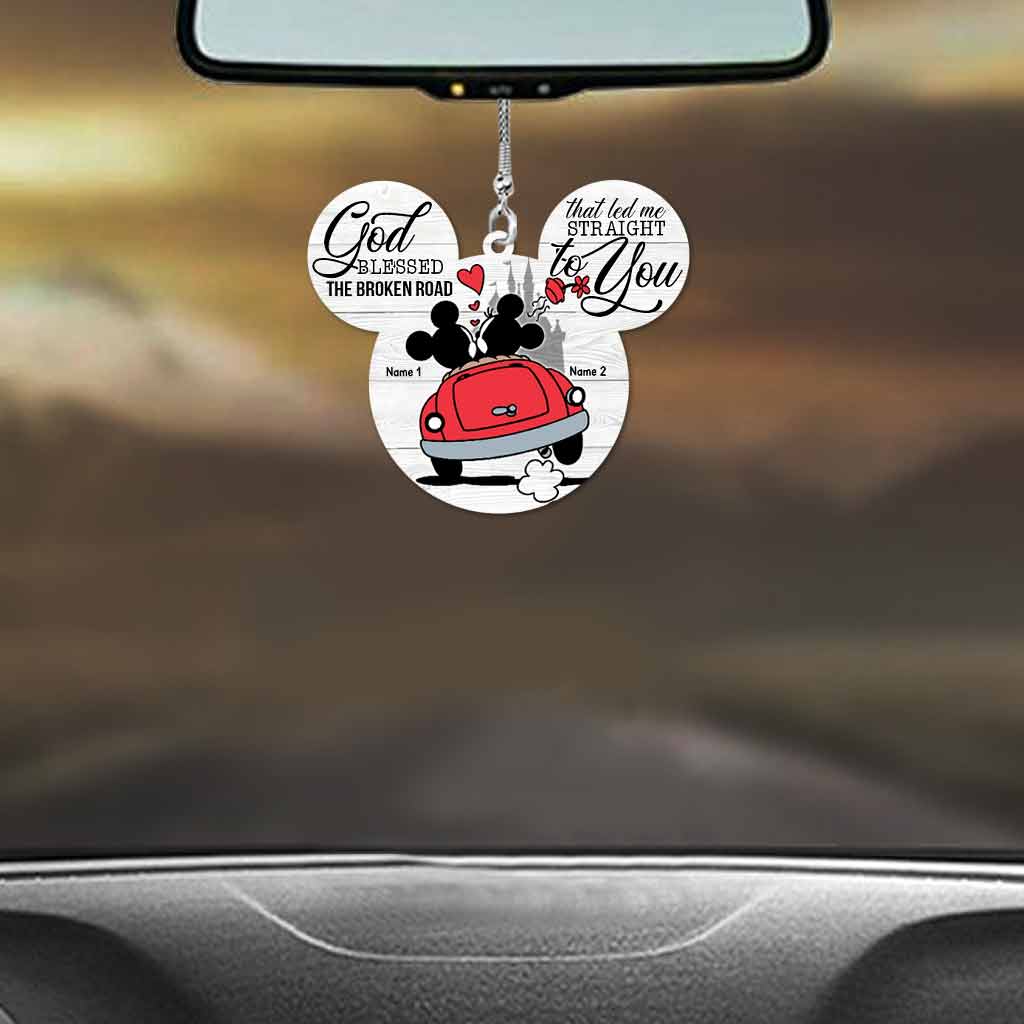 God Blessed The Broken Road That - Personalized Couple Mouse Car Ornament (Printed On Both Sides)