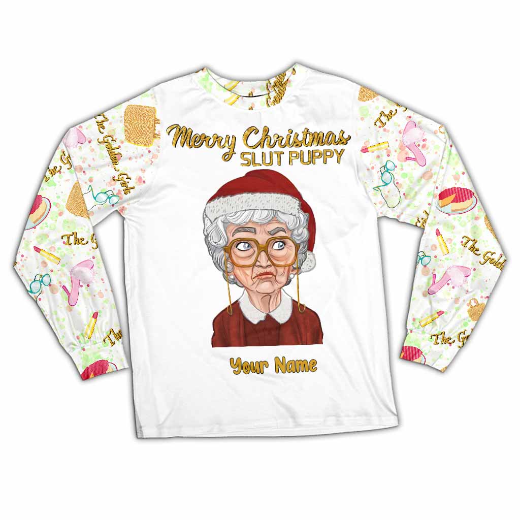 Merry Christmas Slut Puppy - Personalized Christmas Pajamas Set