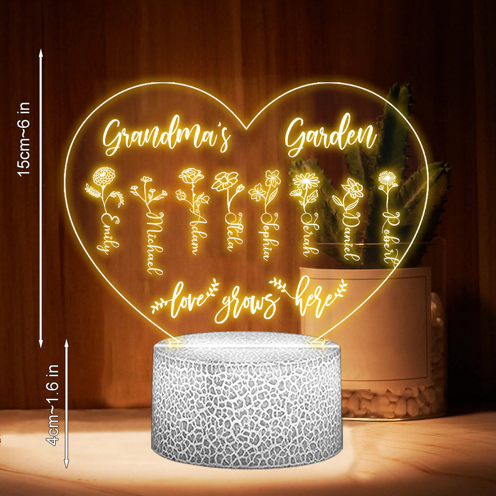 Grandma's Garden - Personalized Mother's Day Grandma Shaped Plaque Light Base