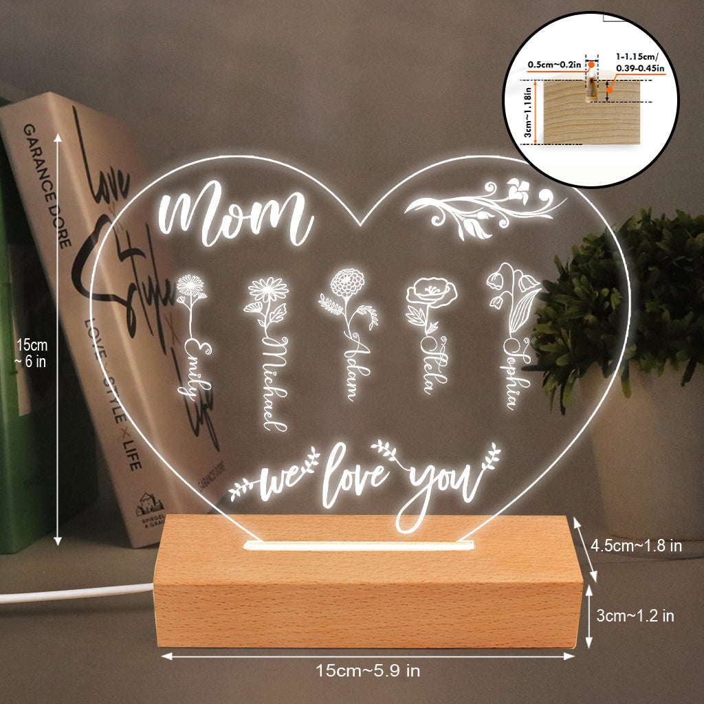 Mom’s Garden - Personalized Mother's Day Grandma Shaped Plaque Light Base