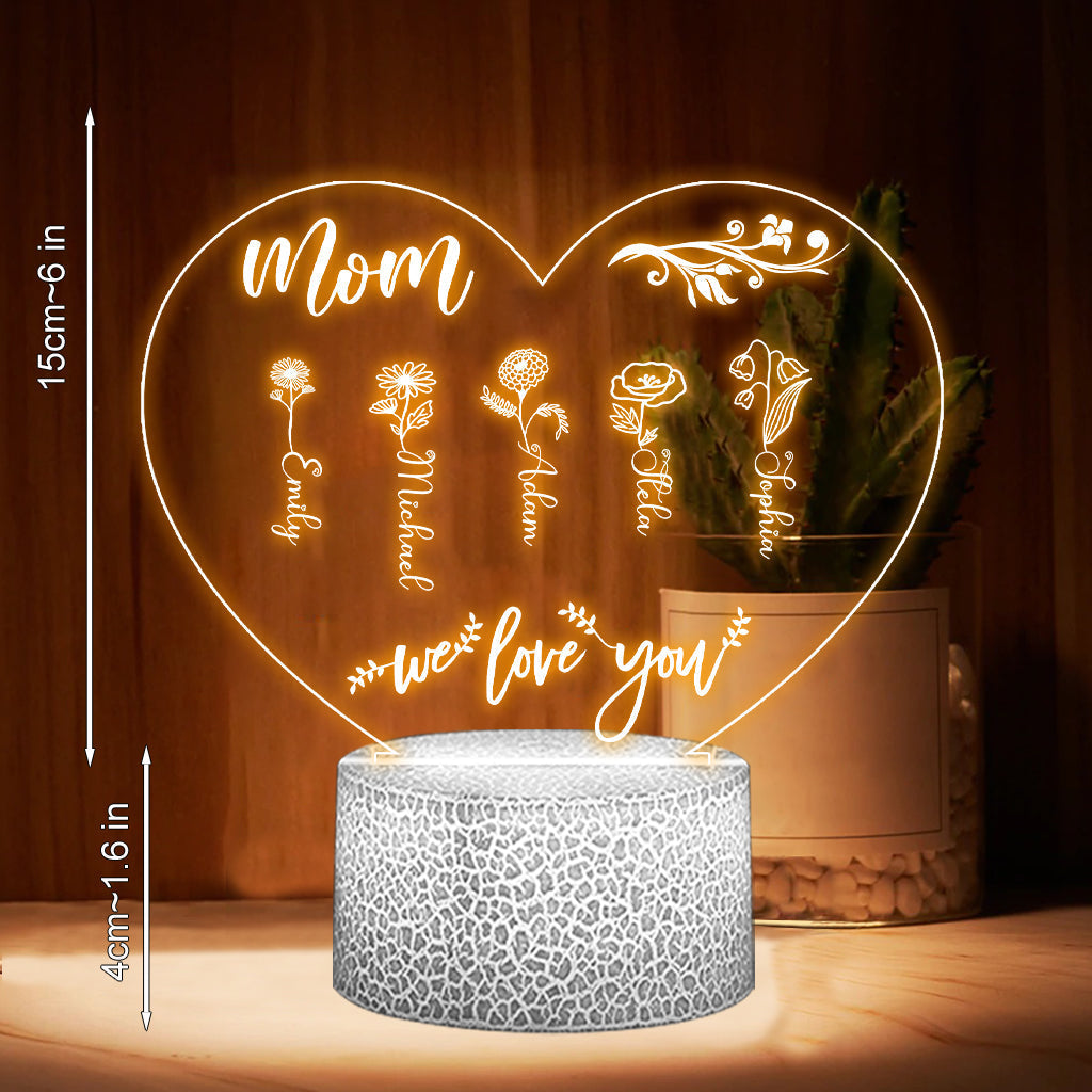 Mom’s Garden - Personalized Mother's Day Grandma Shaped Plaque Light Base