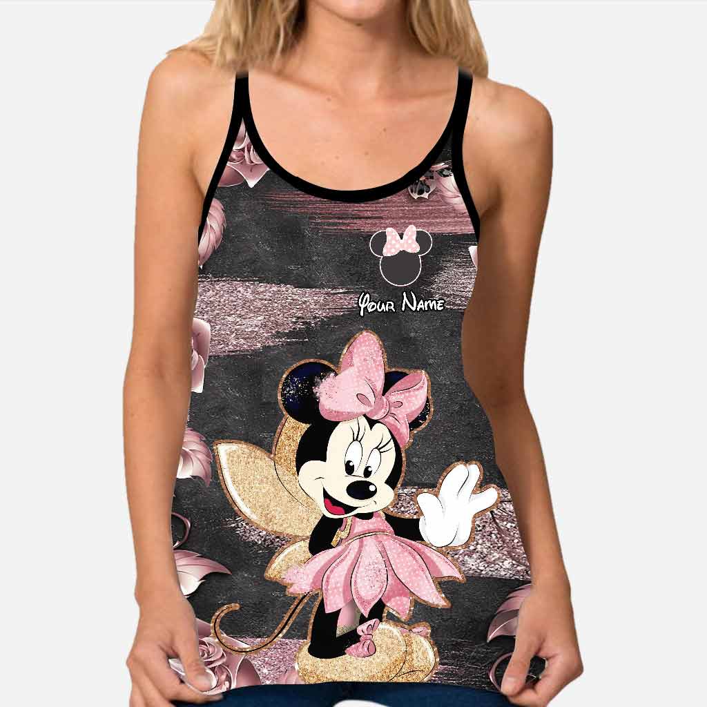 Little Pink Mouse Ears - Personalized Mouse Cross Tank Top and Leggings