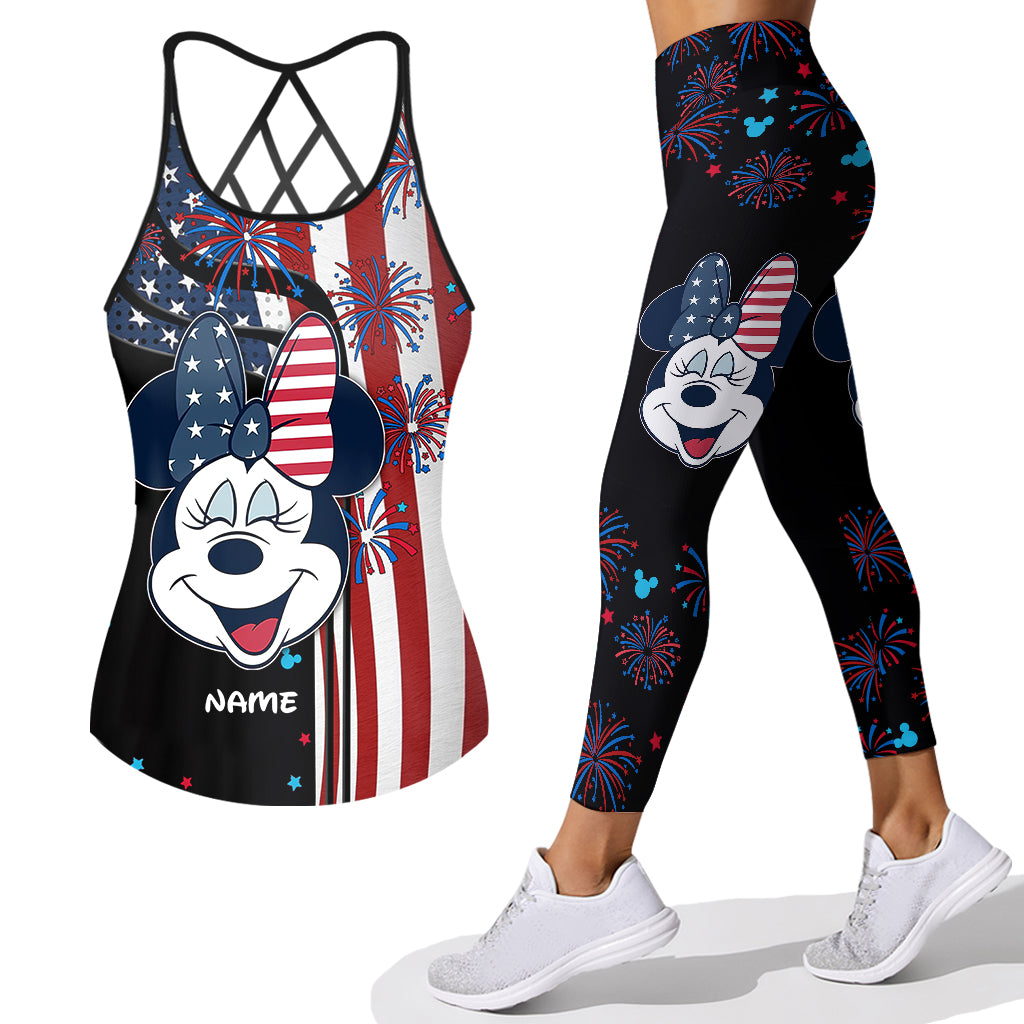 July Mouse - Personalized Mouse Cross Tank Top and Leggings