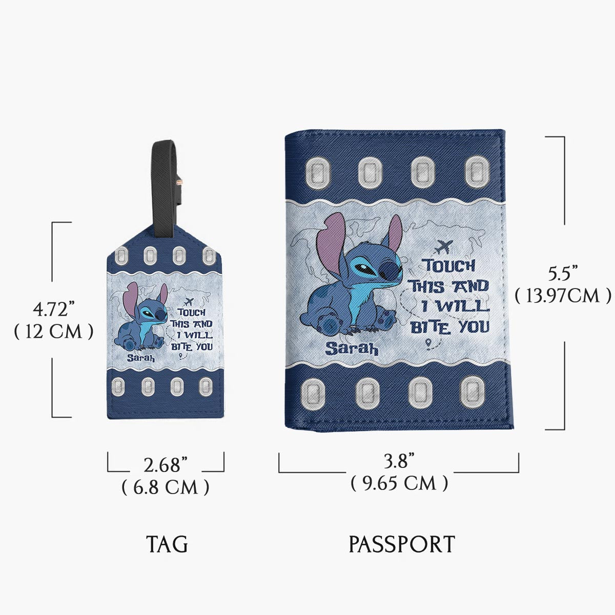 Touch This And I Will Bite You - Personalized Ohana Leather Luggage Tag & Passport Holder