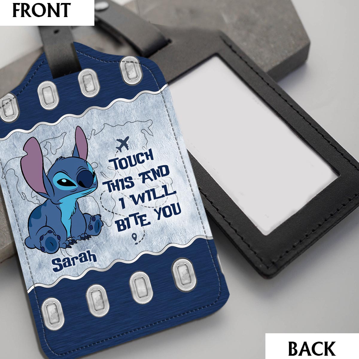 Touch This And I Will Bite You - Personalized Ohana Leather Luggage Tag & Passport Holder