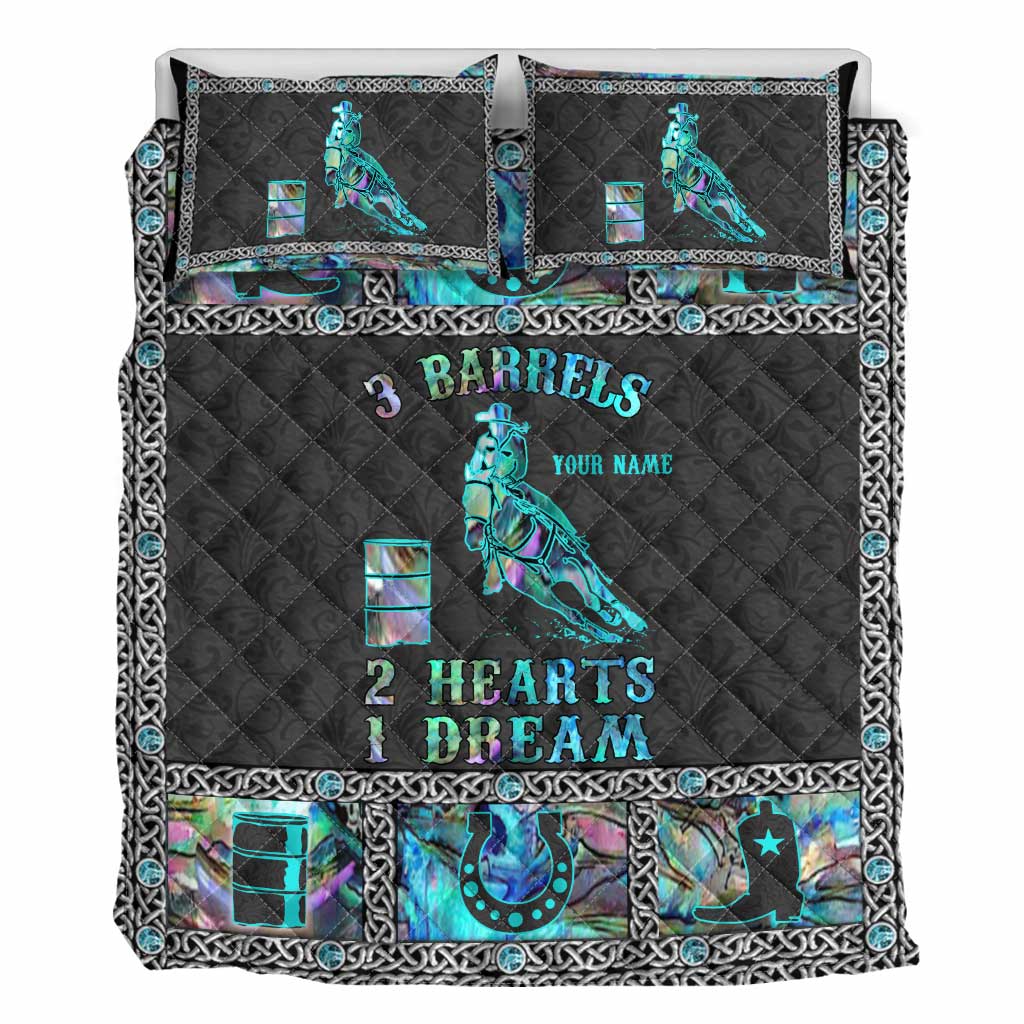3 Barrels 2 Hearts 1 Dream - Personalized Horse Quilt Set