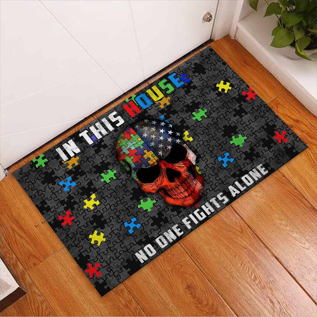 In This House No One Fights Alone - Autism Awareness Doormat