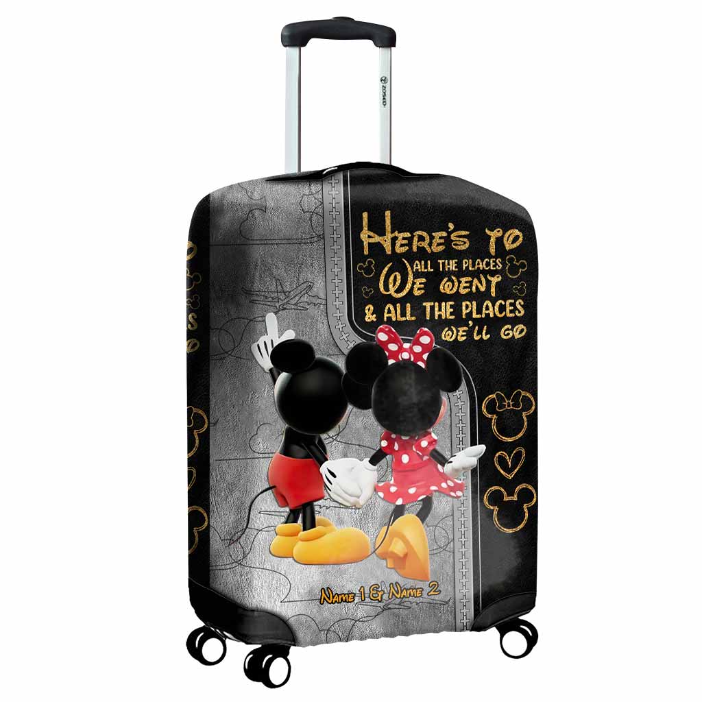 Here's To All The Places We Went - Personalized Mouse Luggage Cover
