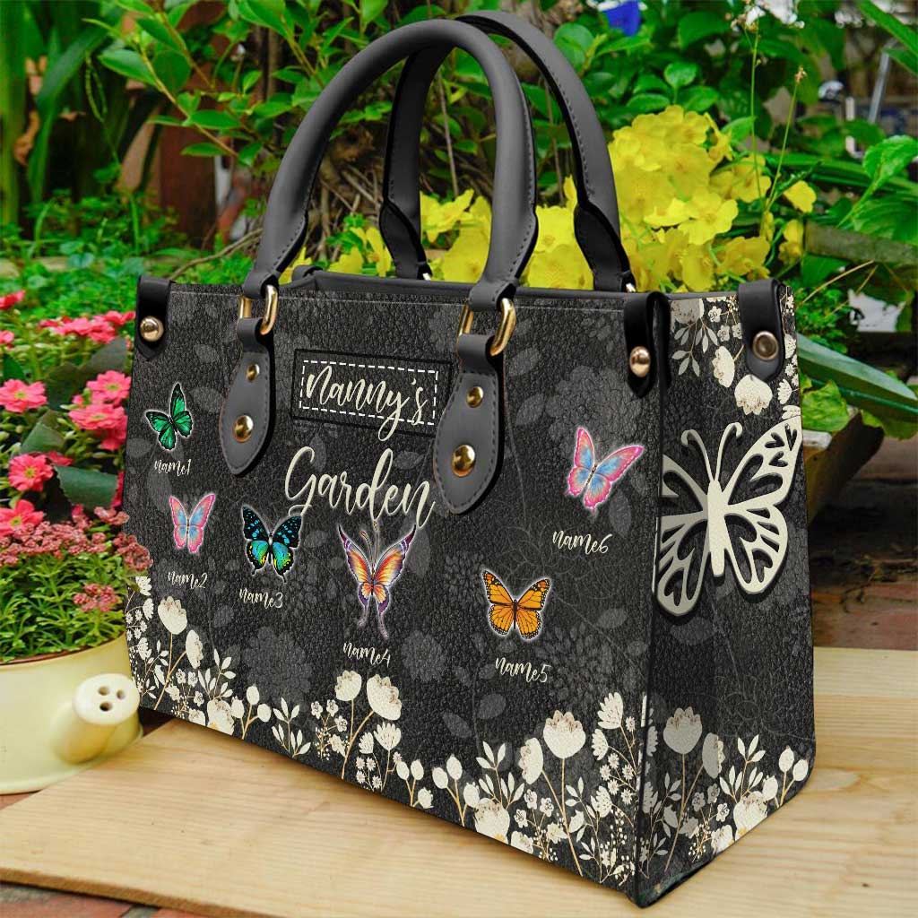 Grandma's Garden Of Love - Personalized Leather Handbag