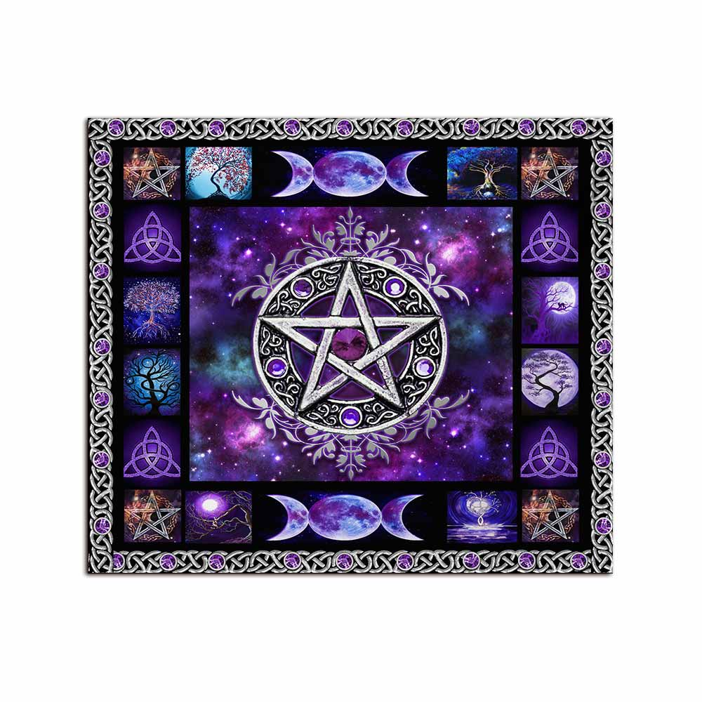 Magical Witch Purple Pentagram - Witch Wall Tapestry