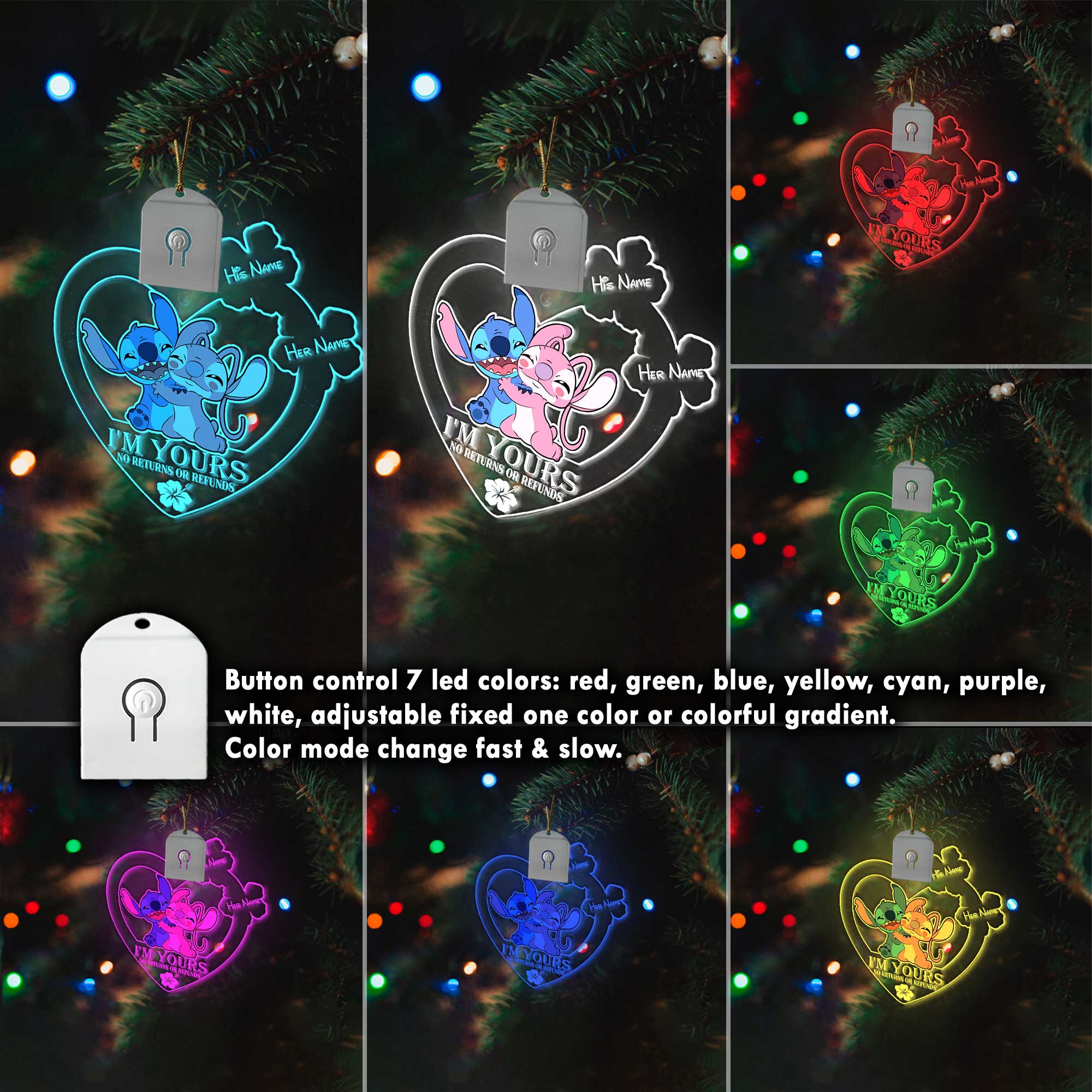 I’m Yours - Personalized Christmas Ohana Shaped Led Acrylic Ornament