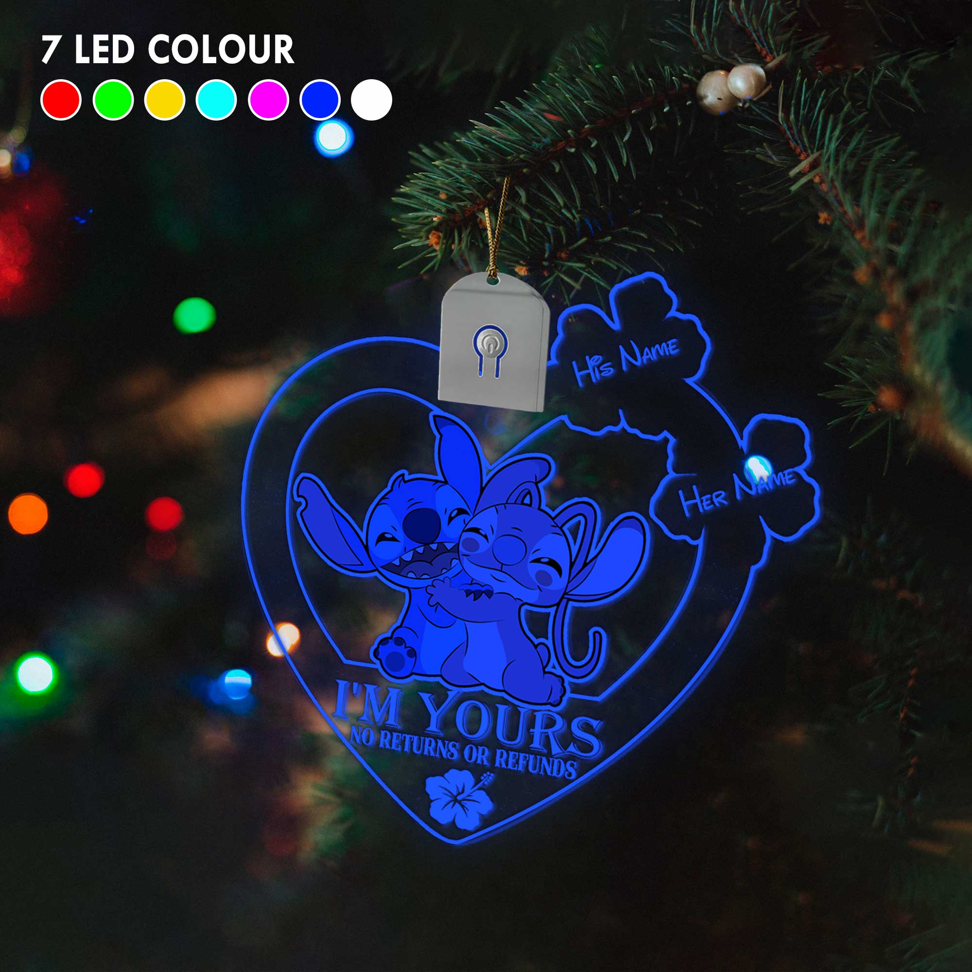 I’m Yours - Personalized Christmas Ohana Shaped Led Acrylic Ornament