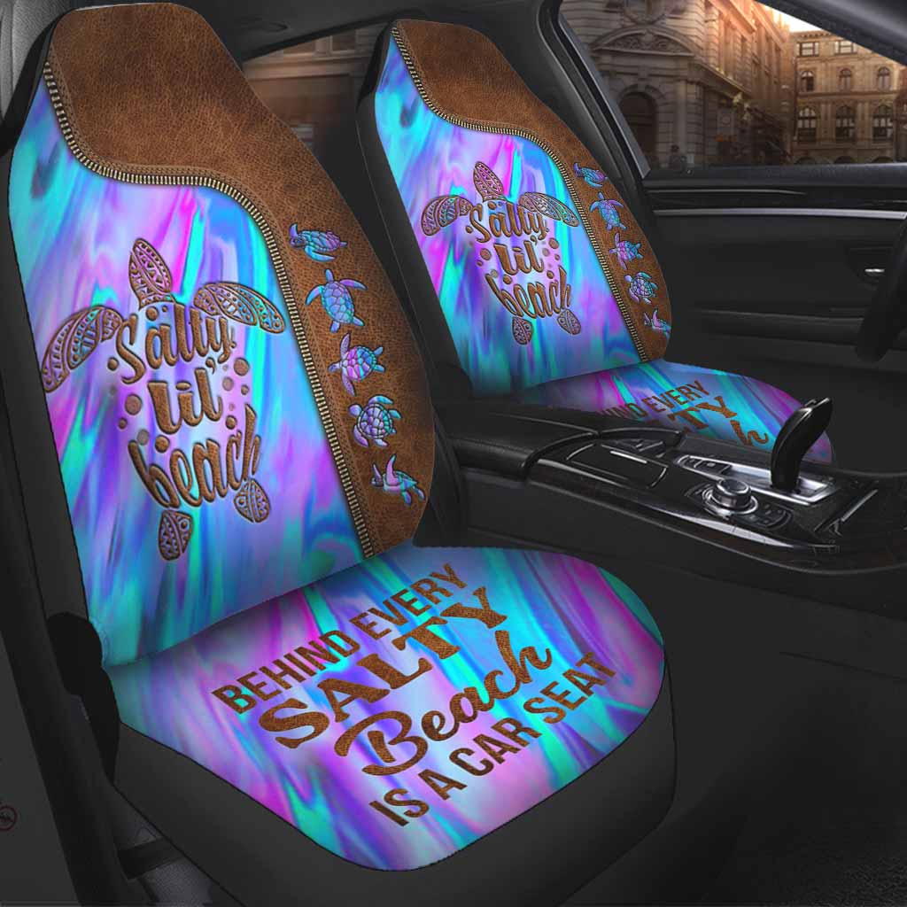 Behind Every Salty Beach - Turtle Seat Covers With Leather Pattern Print