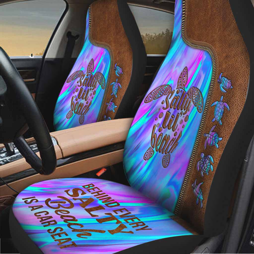 Behind Every Salty Beach - Turtle Seat Covers With Leather Pattern Print