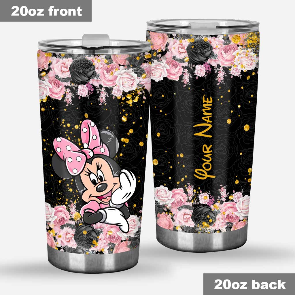 Black Pink Mouse Ears - Personalized Tumbler