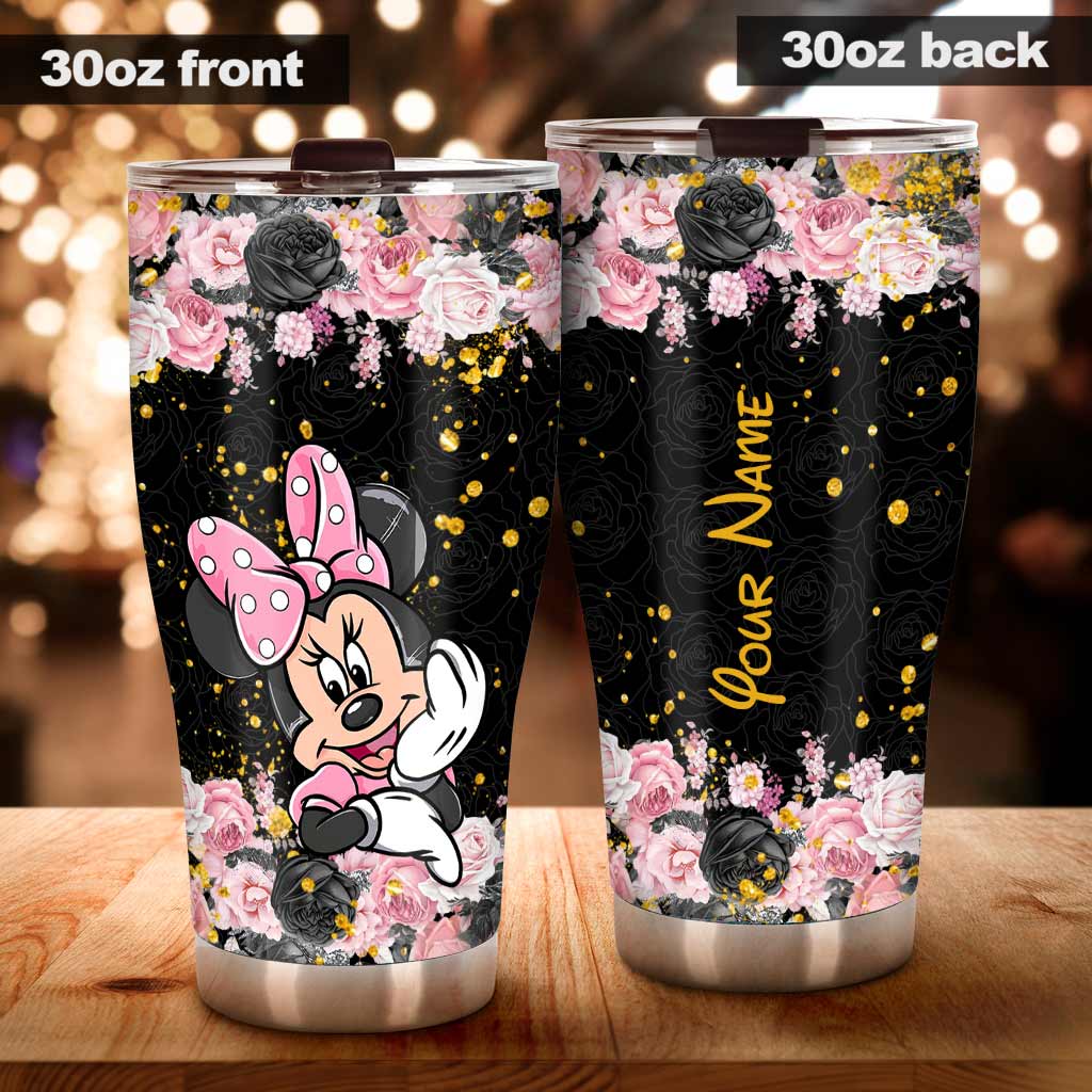 Black Pink Mouse Ears - Personalized Tumbler