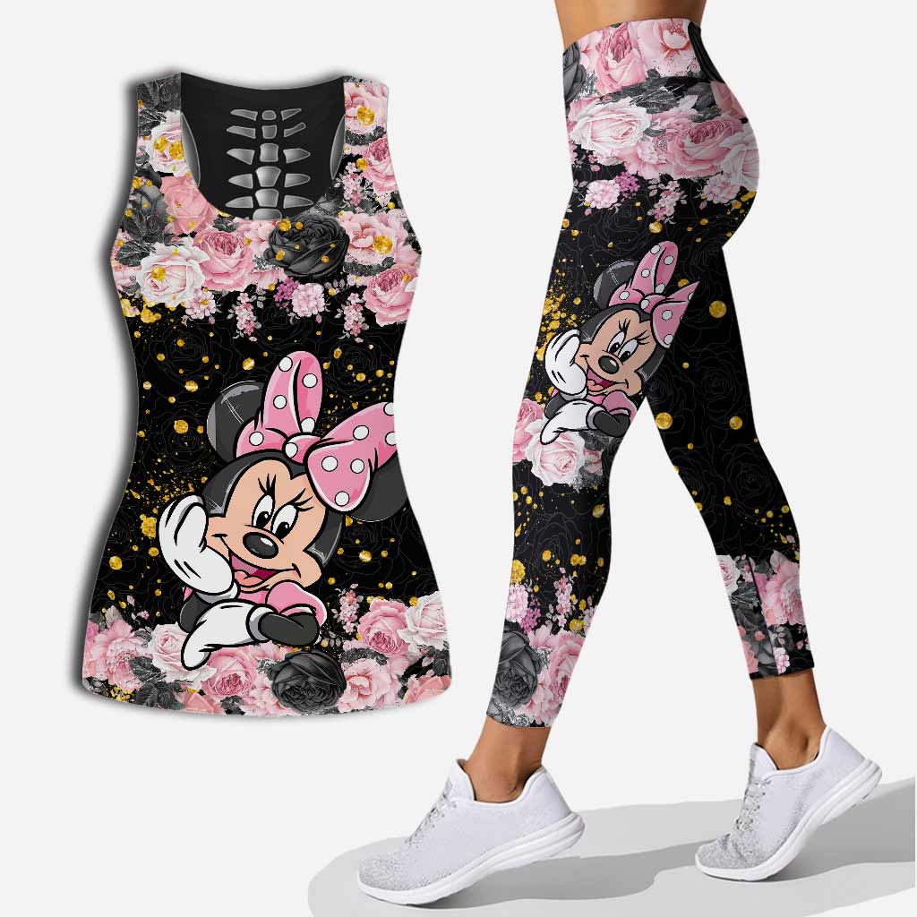 Black Pink Mouse Ears - Hollow Tank Top and Leggings