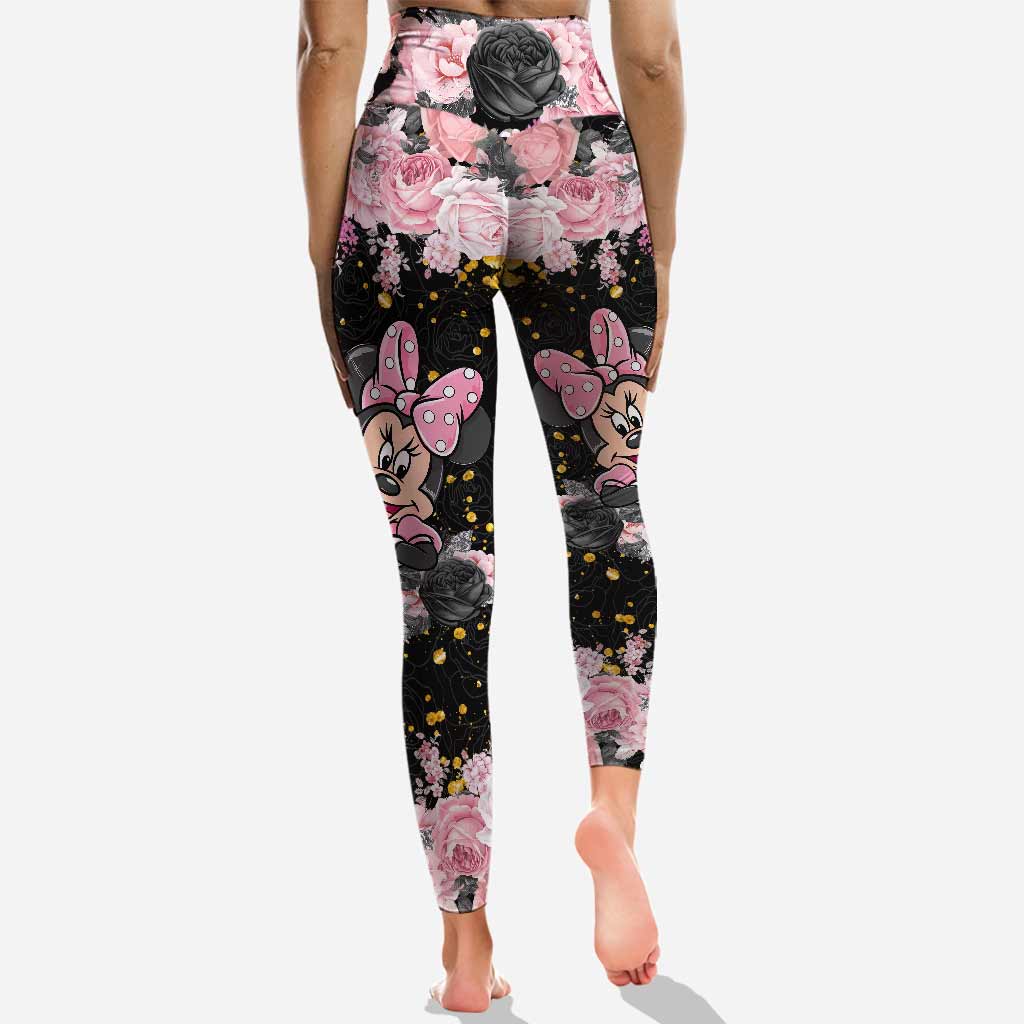 Black Pink Mouse Ears - Hollow Tank Top and Leggings