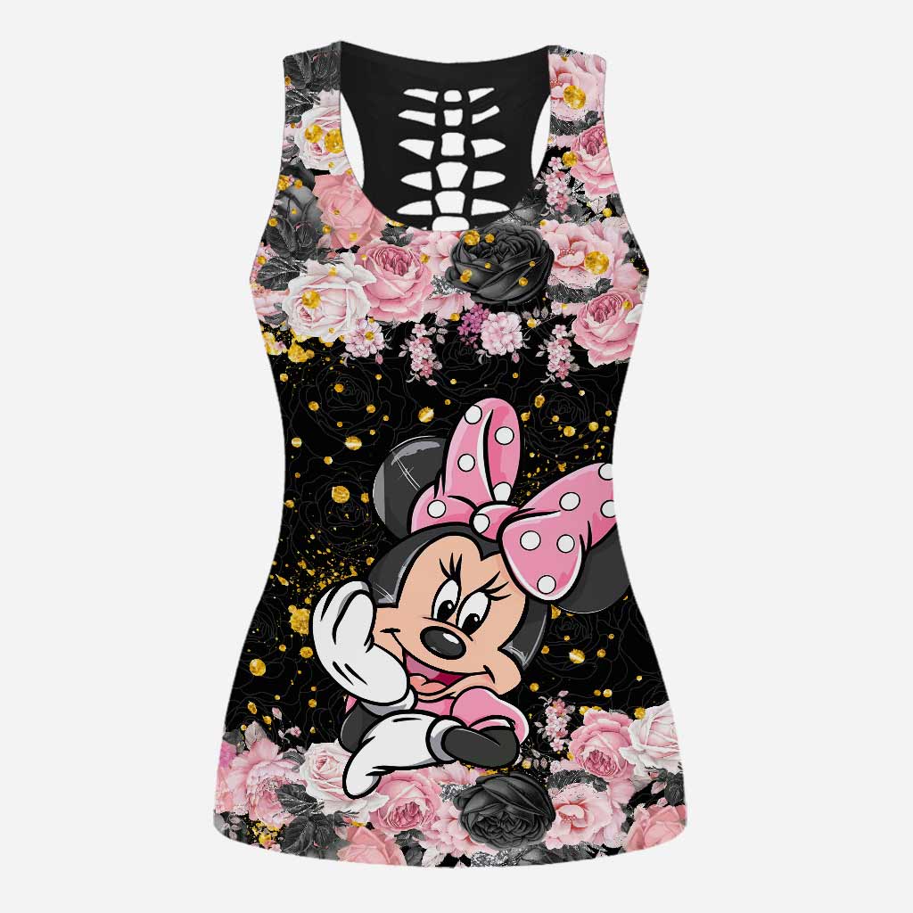 Black Pink Mouse Ears - Hollow Tank Top and Leggings