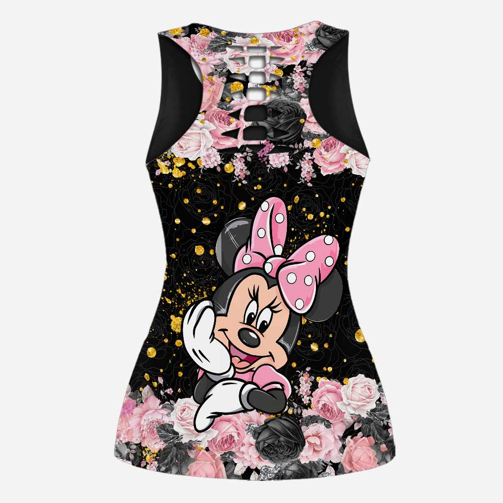 Black Pink Mouse Ears - Hollow Tank Top and Leggings