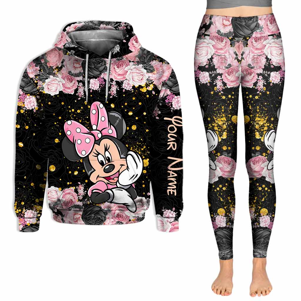 Black Pink Mouse Ears - Personalized Hoodie and Leggings